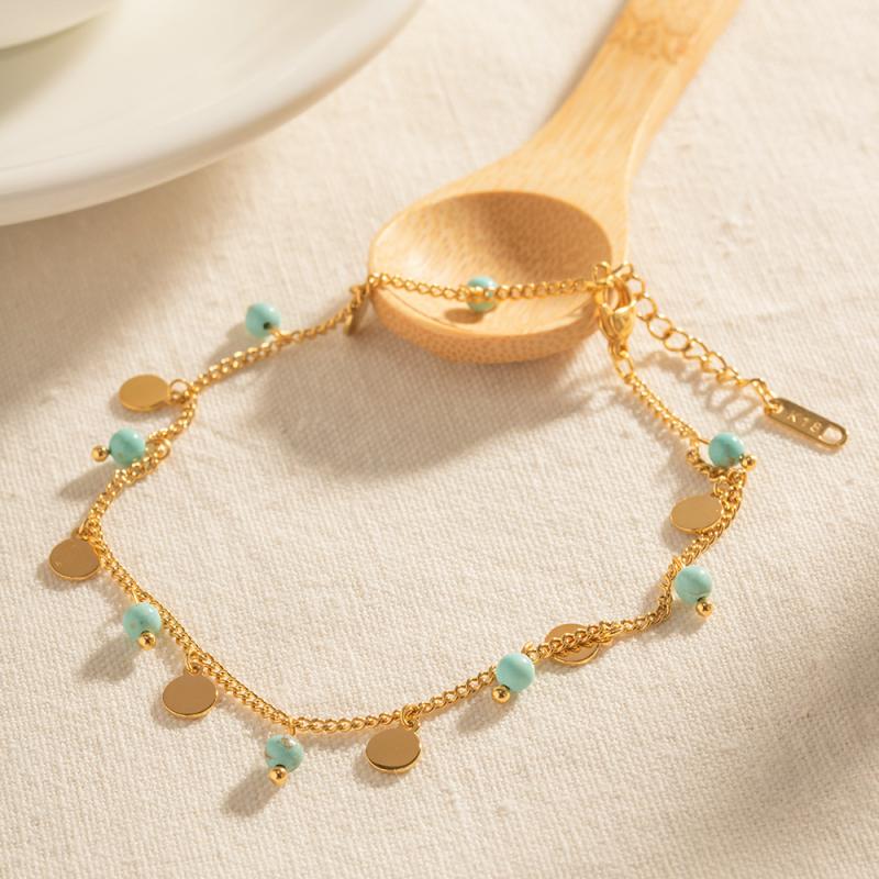 Anklets | Womens Azure Beaded Layered Chain Anklet Anklets Anklets