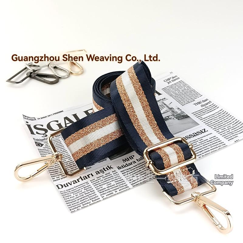 Bag Straps | Womens Black Metallic Stripe Replacement Bag Strap Bag Straps Bag Straps