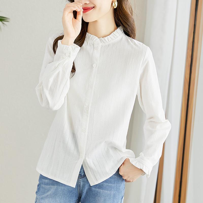 Blouses | Womens White Textured Striped Sheer Blouse Blouses Blouses