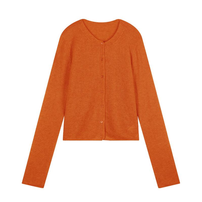 Cardigans | Womens Coral Orange Balloon Sleeve Knitted Cardigan Cardigans Cardigans