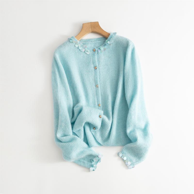 Cardigans | Womens Short Sleeve Blue Fluffy Knitted Cardigan Cardigans Cardigans