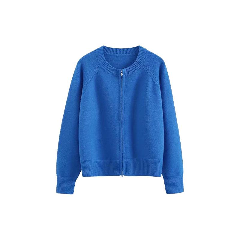 Cardigans | Womens Turquoise Blue Sparkle Knit Zip Up Bomber Jacket Cardigans Cardigans