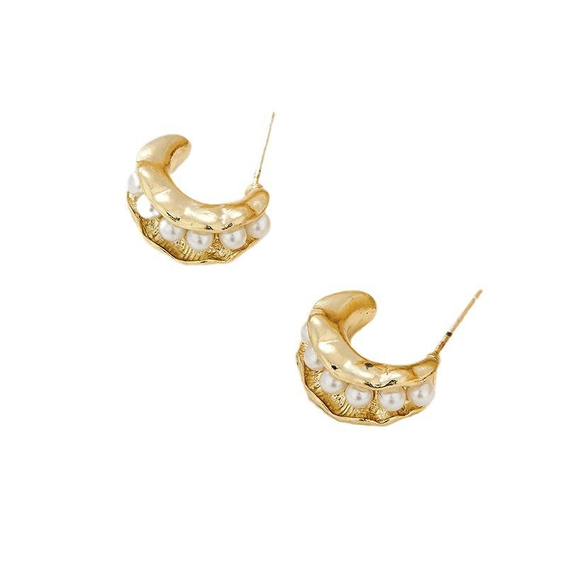 Earrings | Womens Emily Faux Pearl Beaded Gold Tone Hoop Earrings Earrings Earrings