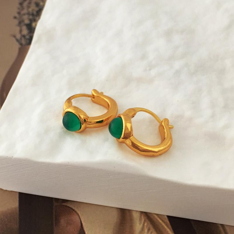 Earrings | Womens Ivy Green Onyx Charm Gold Plated Drop Earrings Earrings Earrings