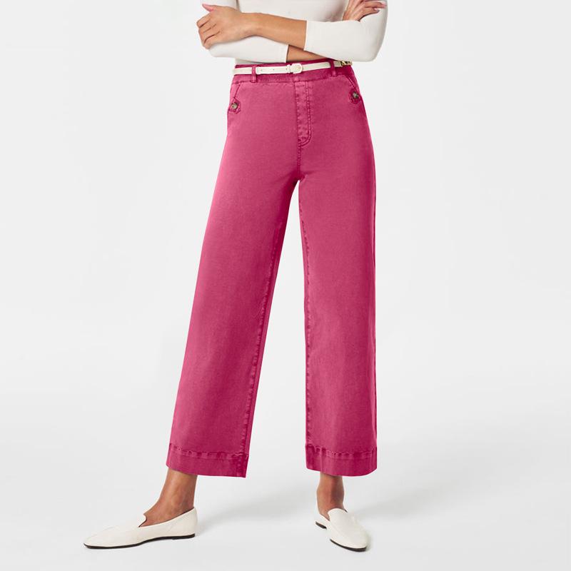 Jeans | Womens Pink Scallop Pocket Cropped Jeans Clothing Jeans