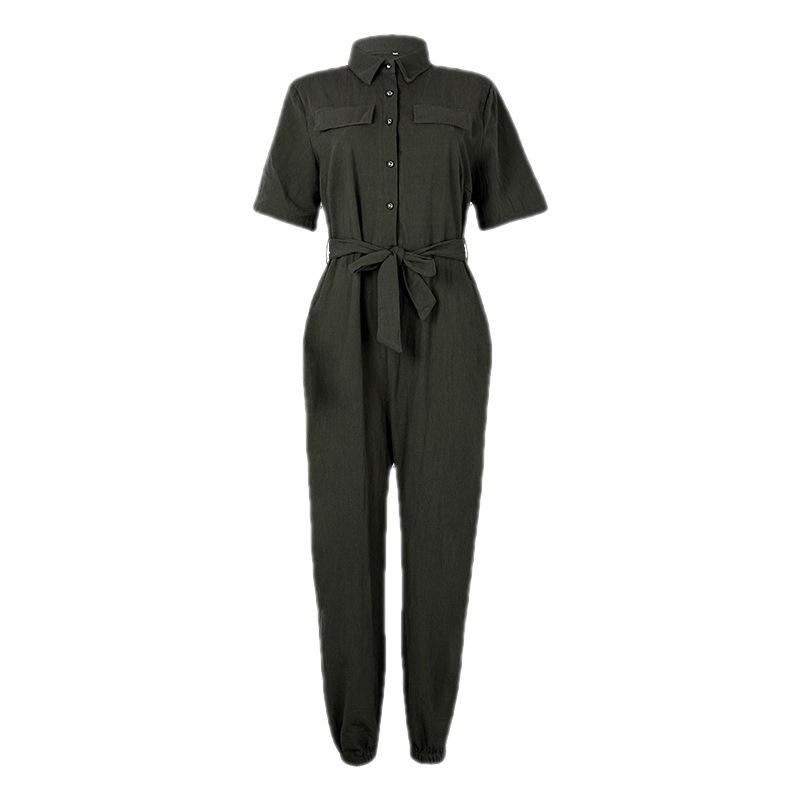 Jumpsuits | Womens Black Corduroy Short Sleeve Zip Up Jumpsuit Clothing Jumpsuits