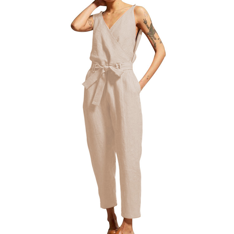 Jumpsuits | Womens Ecru Cream Denim V-Neck Wide Leg Jumpsuit Clothing Jumpsuits