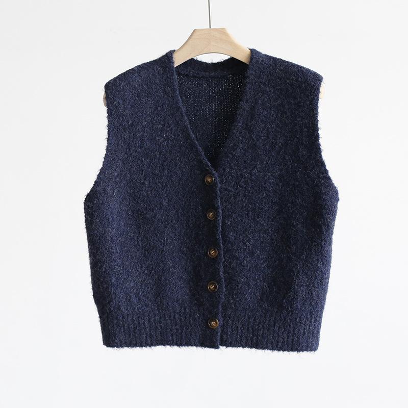 Knitted Vests | Womens Blue Fluffy Knitted Waistcoat Clothing Knitted Vests