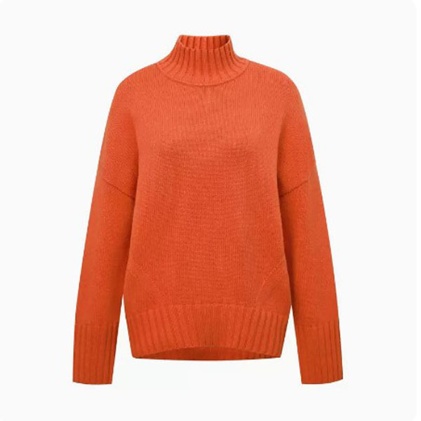 Long Sleeve Tops | Womens Orange Funnel Neck Knitted Jumper Clothing Jumpers