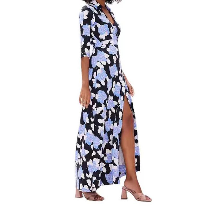 Midi Dresses | Womens Black Botanical Print Round Neck Midi Dress Clothing Floral Dresses