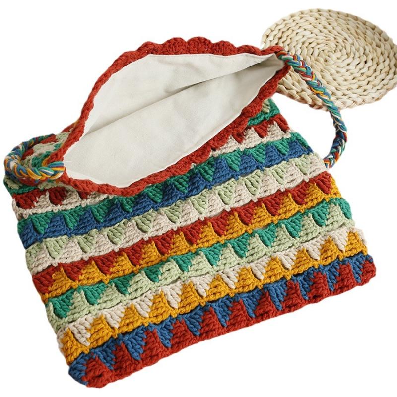 Pouches | Womens Mara Coral Stripe Crochet Pouch Pouches Pouches