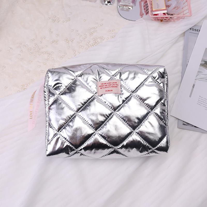 Pouches | Womens Silver Metallic Quilted Pouch Pouches Pouches