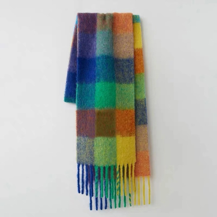 Scarves | Womens Bright Yellow Heavyweight Check Scarf Autumn Accessories Scarves