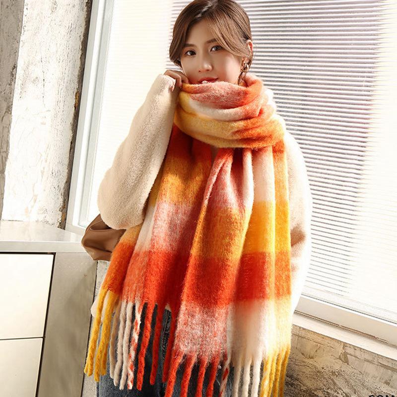 Scarves | Womens Neon Stripe Heavyweight Tassel Scarf Autumn Accessories Scarves