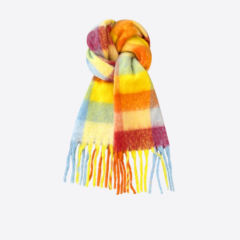 Scarves | Womens Red & Purple Heavyweight Check Scarf Autumn Accessories Scarves