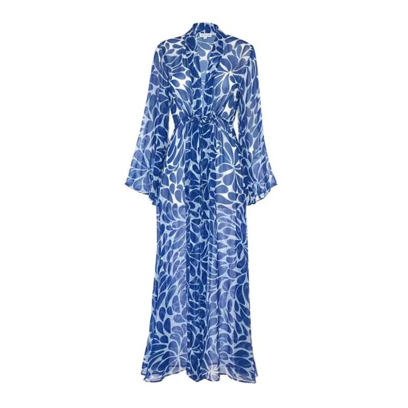 Shirt Dresses | Womens Blue & Black Floral Tie Waist Midi Shirt Dress Clothing Midi Dresses