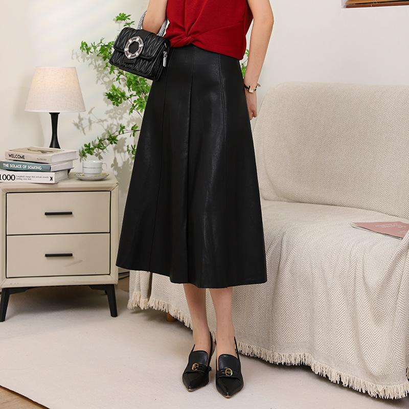 Skirts | Womens Black Faux Leather Pleated Midi Skirt Clothing Skirts