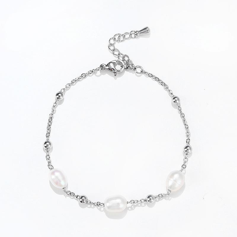 Bracelets | Womens Lucy Mila Freshwater Pearl Silver Chain Bracelet Bracelets Bracelets